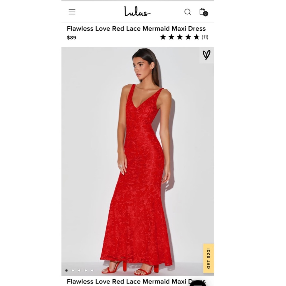 LULU’S Flawless Love Red Lace Mermaid Maxi Dress